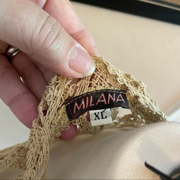 Unique crocheted open front tunic duster. XL. Beige tan. Look closely. - Picture 8 of 8